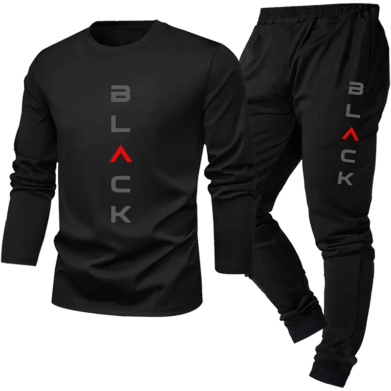 Ensemble de vêtements de nuit 2 pièces pour hommes pour printemps été automne hiver pantalon à manches longues chemise de base à motifs de lettres ensemble de vêtements de maison