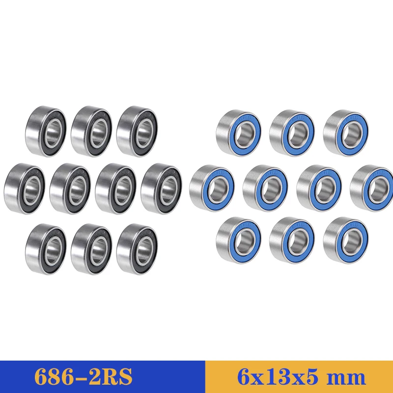 10 sztuk ABEC-5 686 2RS 686RS 686-2RS 686 RS L1360 6x13x5mm 6*13*5mm podwójne gumowa uszczelka wysokiej jakości łożysko kulkowe z głębokim rowkiem