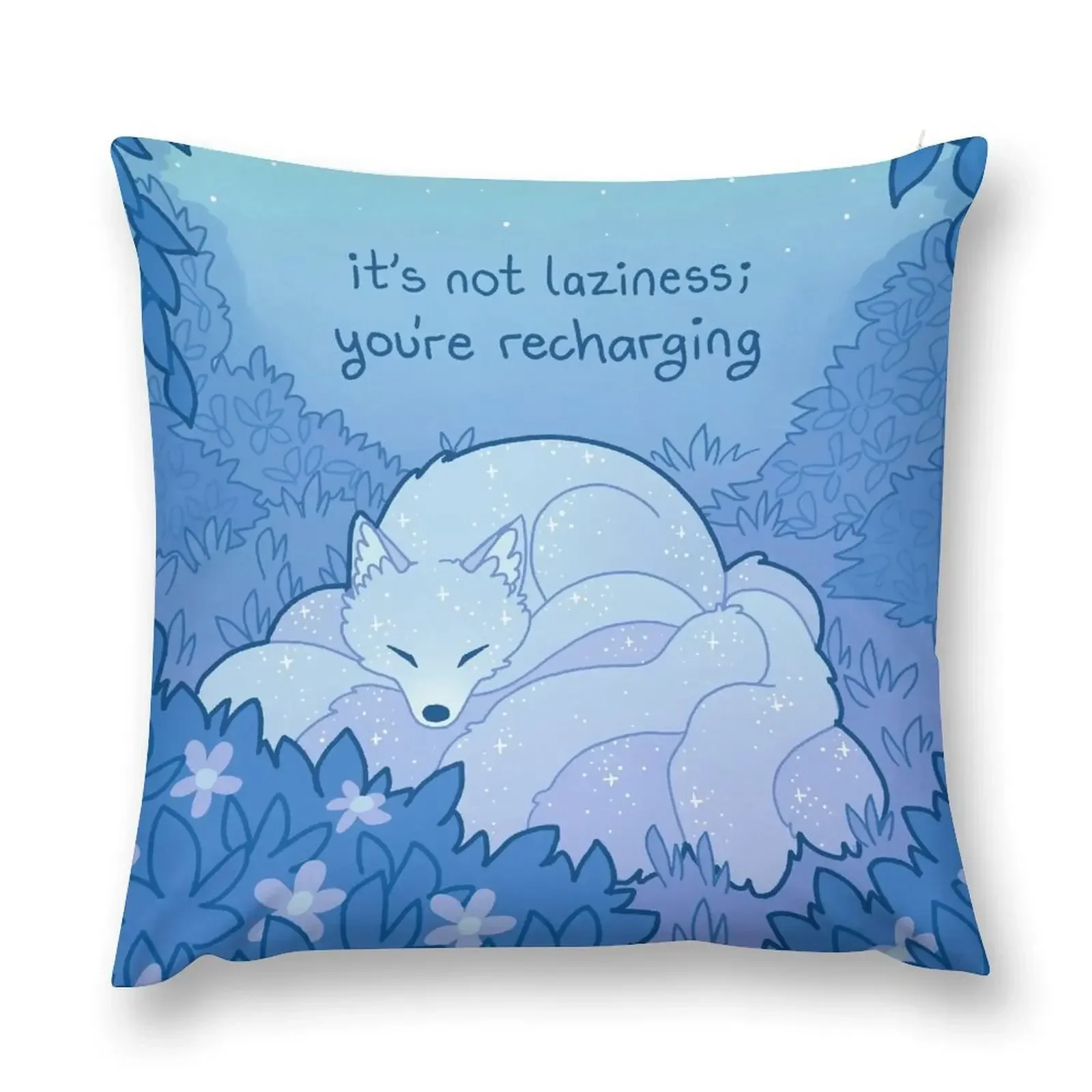 It's Not Laziness; You are Recharging Sleepy Nine Tailed Fox Kitsune Throw Pillow Pillow Cover Sofa Cushions Cover pillow