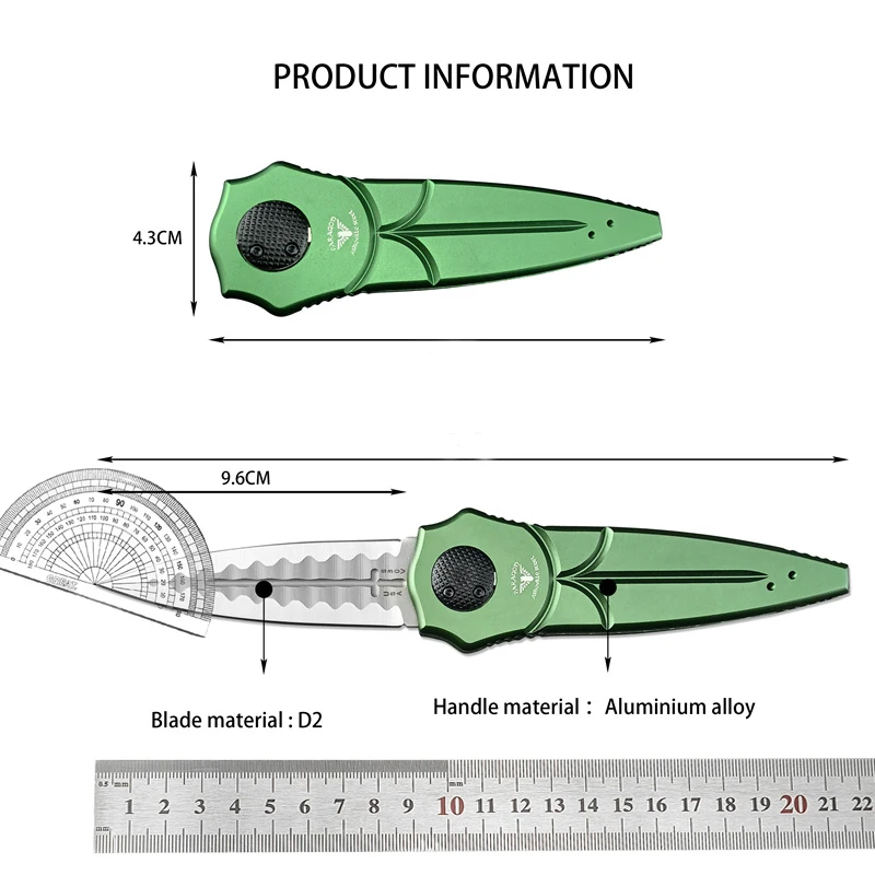 Outdoor knife Camping Survival Warrior Hunting self-defense multi-purpose EDC pocket knife aluminum alloy handle D2 handle