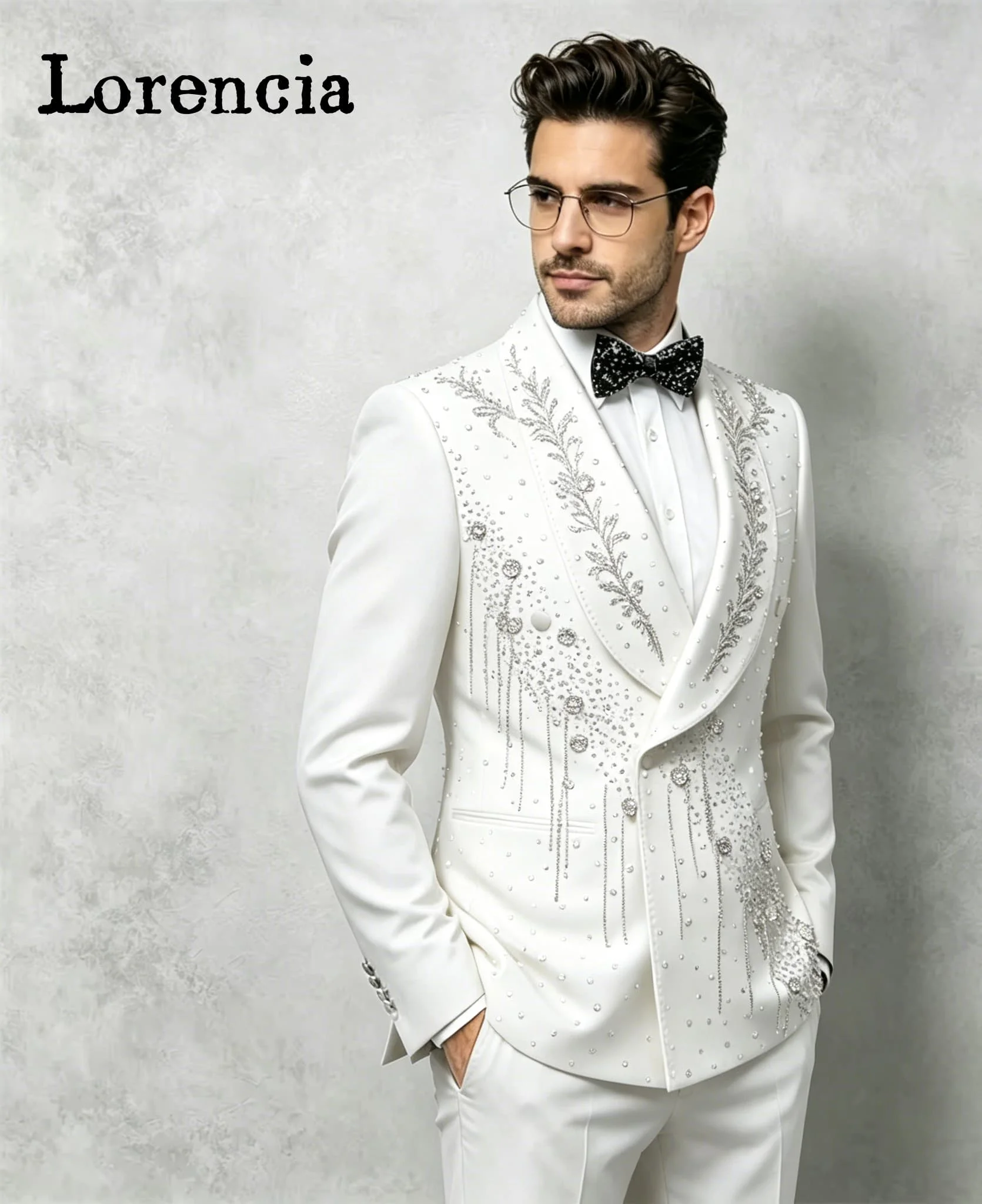 Luxury Crystals 2-Piece Suit Set for Men Shawl Neck Wedding Groom Suit Customized Slim Fit Men's Formal Suit Attire Jacket Pant