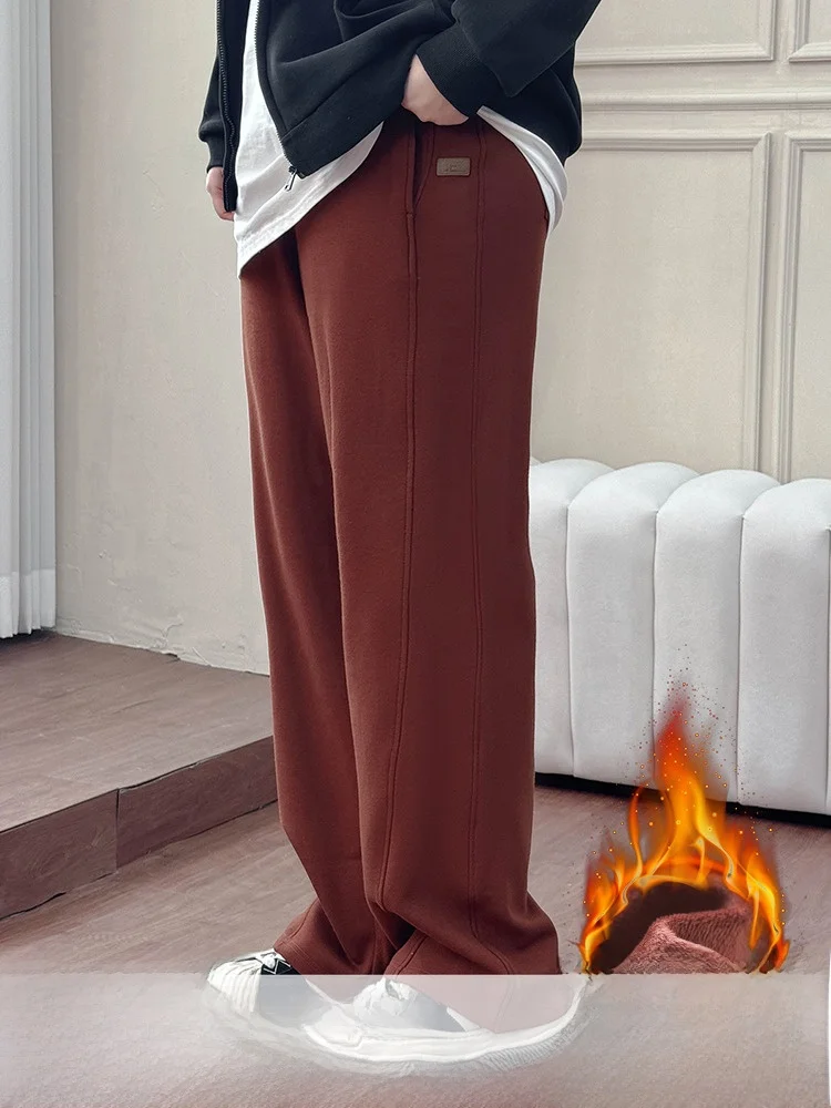 

Зимние повседневные брюки больших размеров с подкладкой Fce, свободные спортивные брюки с высокой талией, удобная смесь полиэстера