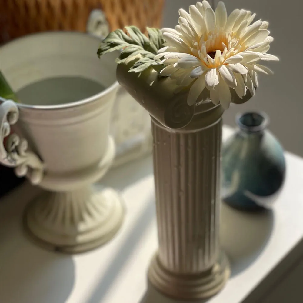 Classic Greek Roman Column Vase Silicone Mold Large Architectural Sculpture Gypsum Flower Pot Mold Home Garden Decoration