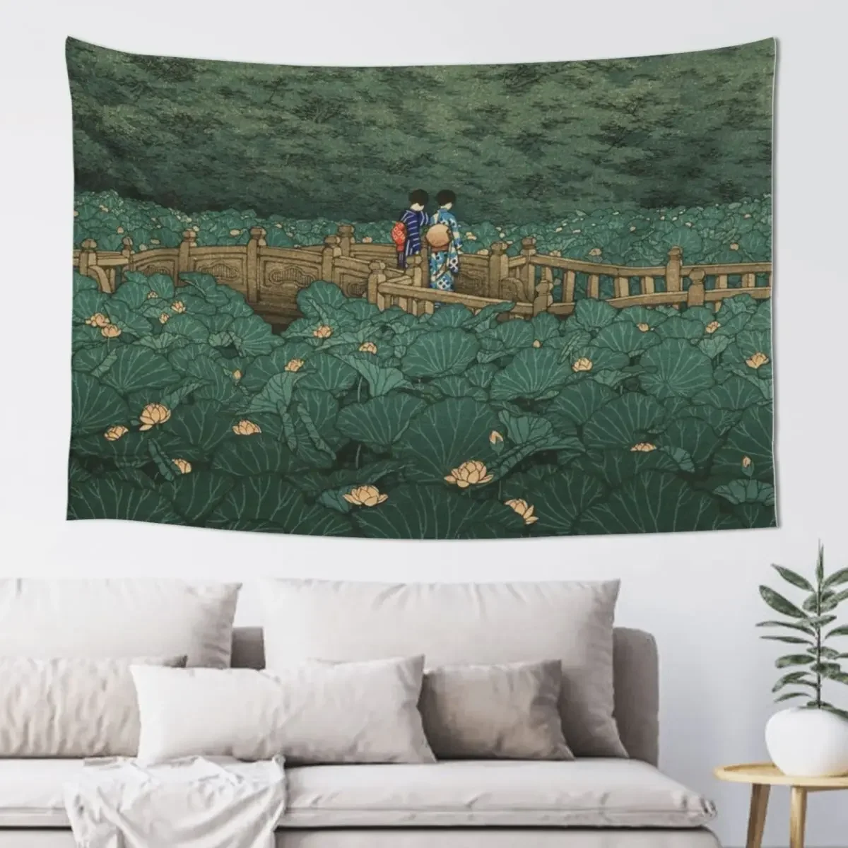 

The Pond at Shiba Shrine in Benten - Kawase Hasui Tapestry Decoration Wall Wallpapers Home Decor Home Decorators Tapestry