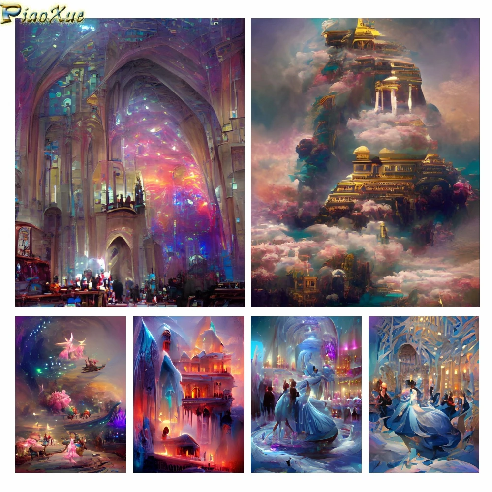 

Fantasy Landscape 5D Abstract Art Full Diamond Embroidery Surrealism Palace Cross Stitch Painting Architecture Home Decor