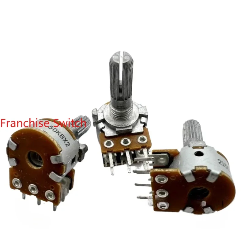 

10 шт. RK16312A0C4Z Двойной потенциометр B50K×2, длина оси 20 мм, зубчатая шлифовка