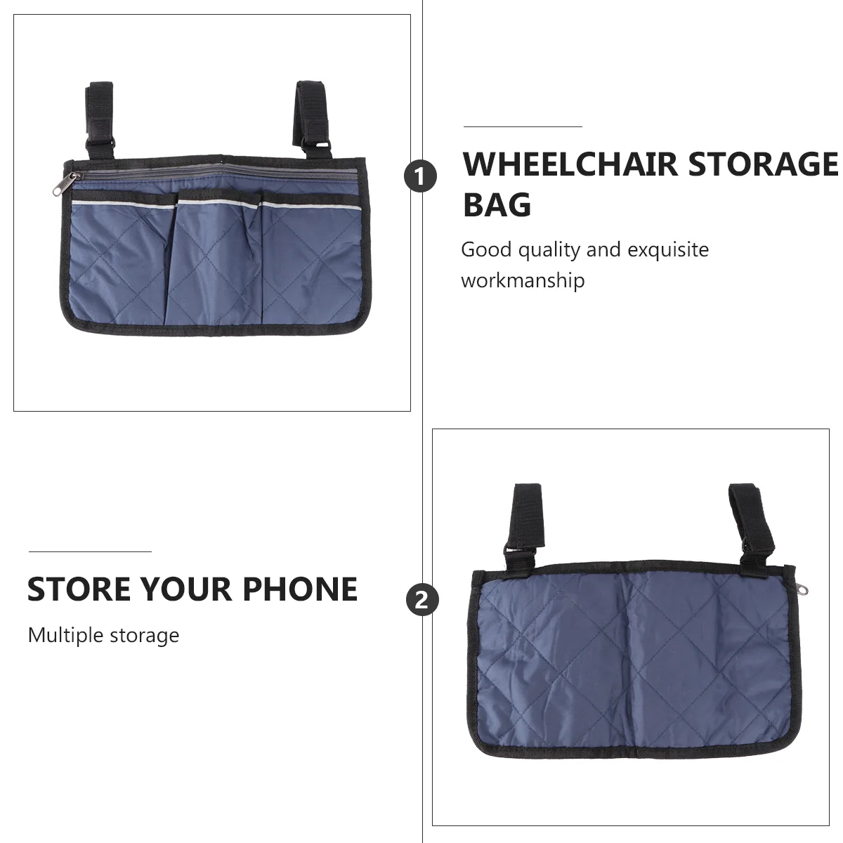 Wheelchair Storage Bag Scooter Organizer Portable Arm Rest Pouch Tote Sub-woven Fabric Walker Seat Side Container