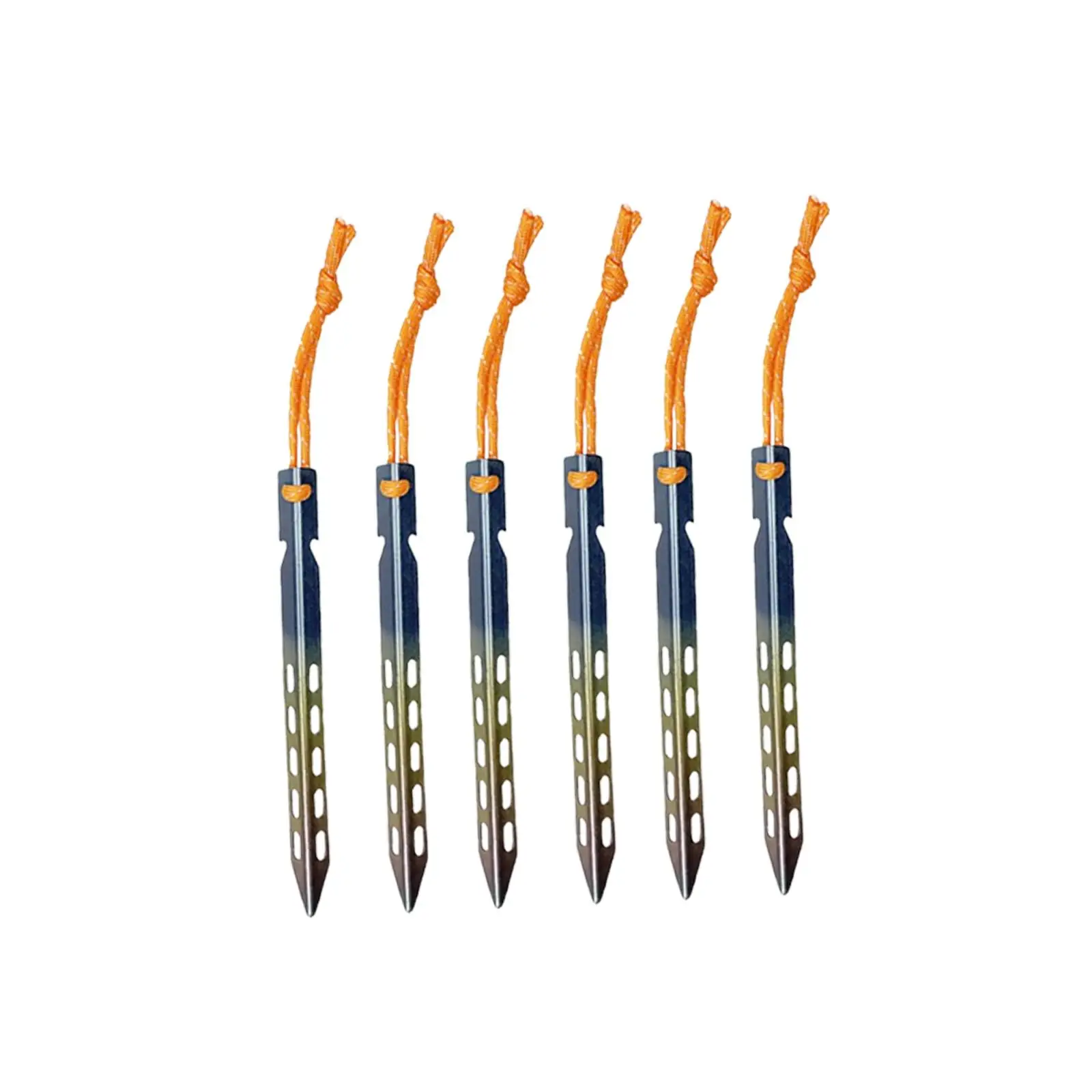 

6 Pieces Ground Pegs Generic with Pull Ropes Anchors Unbreakable Camping Tent Nails for Gardening Outdoor Desert Awning Shelter