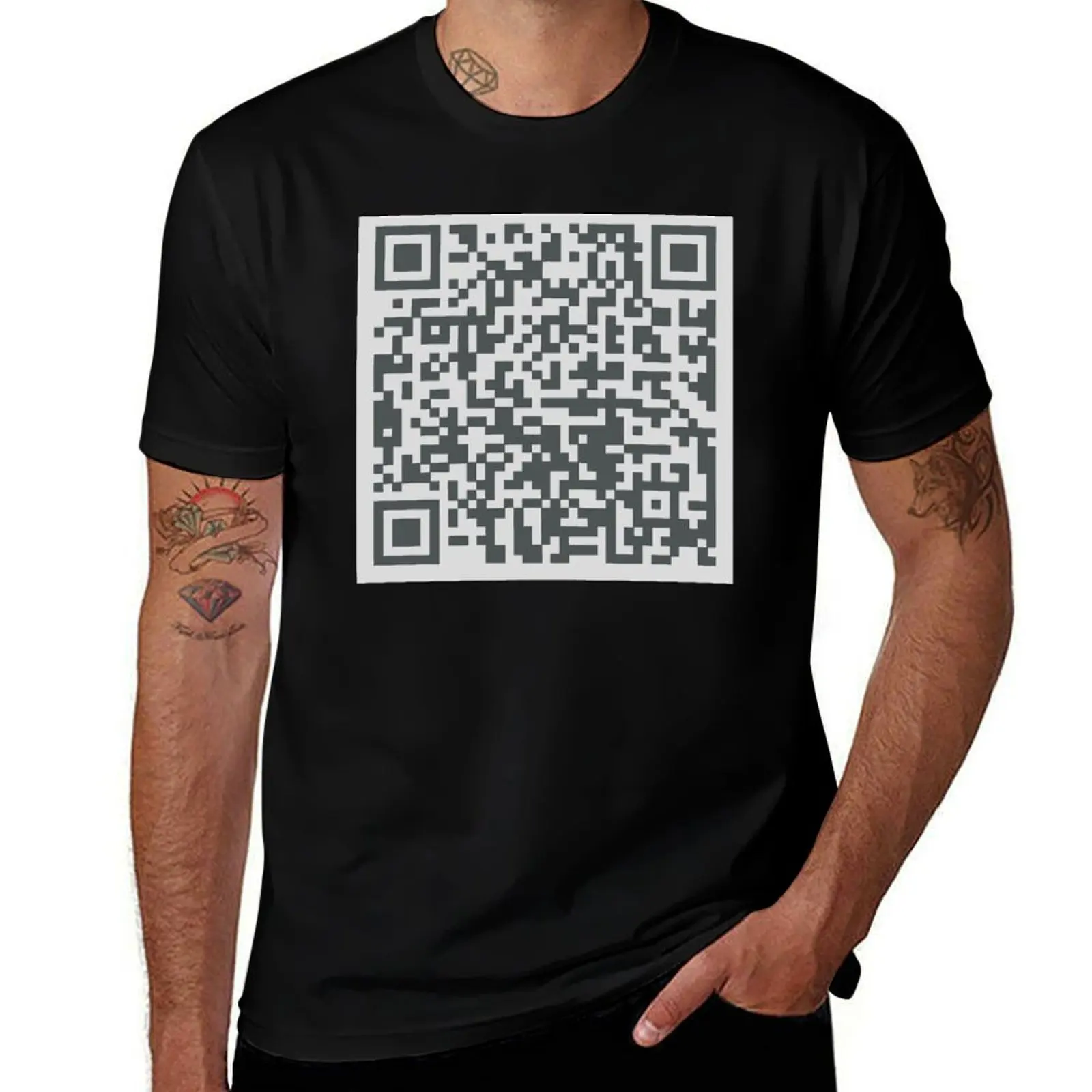 

Rick Roll QR Code T-Shirt man t shirt heavy cotton t shirts for man graphic funny t shirt man cotton T-Shirt