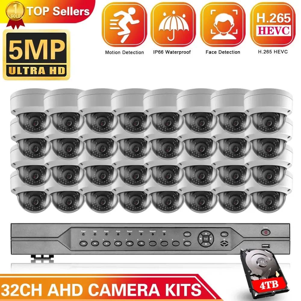 H.265 32CH AHD 5mp DVR Kit 32 channels DVR HD 5MP 1920P Outdoor Waterproof CCTV Security Camera System Video Surveillance Kit