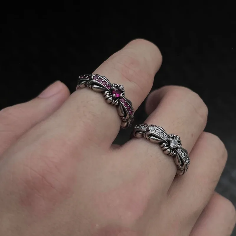 

Exquisite retro style cross zircon ring original versatile clothing accessory rings