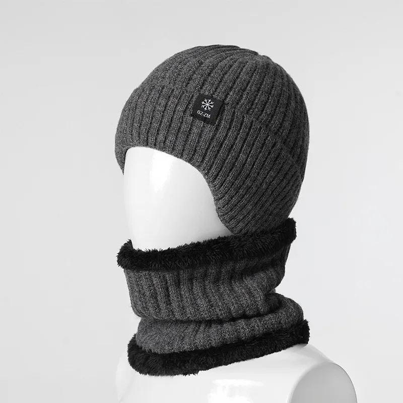 

Men's Hat Winter Warm Knitted Hat Ear Protection Thickened Winter Autumn/Winter Knitted Hat Neck Protection Set scarves