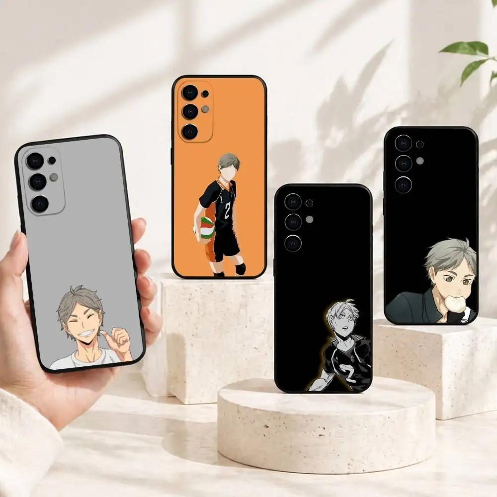 Anime Haikyu!! Funda de teléfono Daichi Koshi Sugawara para Samsung S25,S24,S21,S22,S23,S30,Ultra,S20,Plus,Fe,Lite,Note,10, cubierta negra