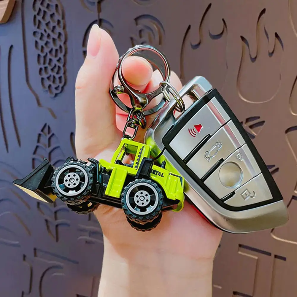 Keychain Pendant Decompression Tool Keychain Mini Engineering Cars Keychain Set Pull Back Cartoon Toy Car for Decompression
