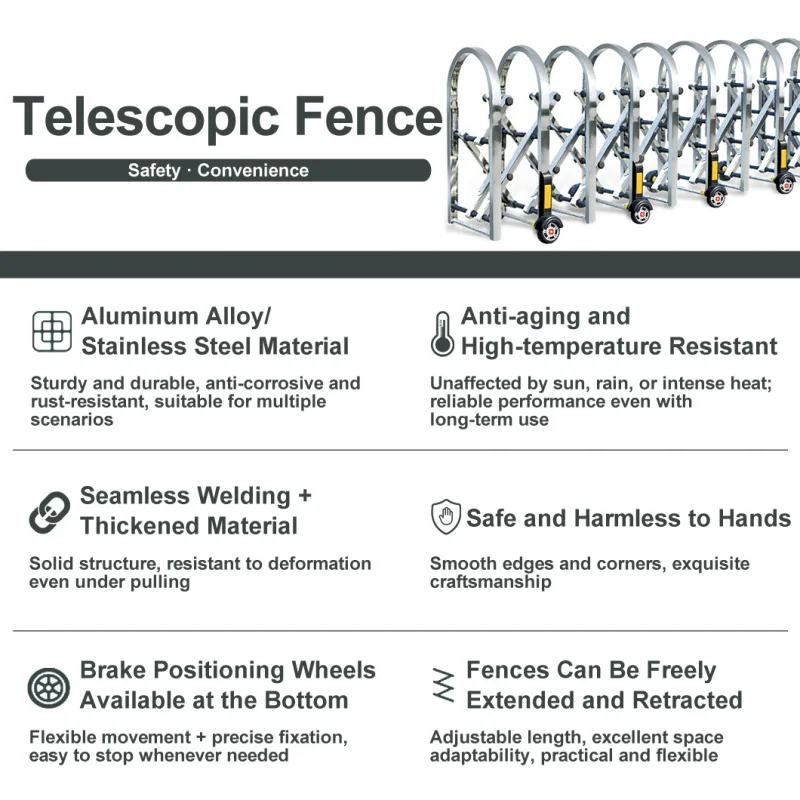 custom.Manual Sliding Retractable Safety Barriers Fences Guardrails Folding Mobile Partitions Gate