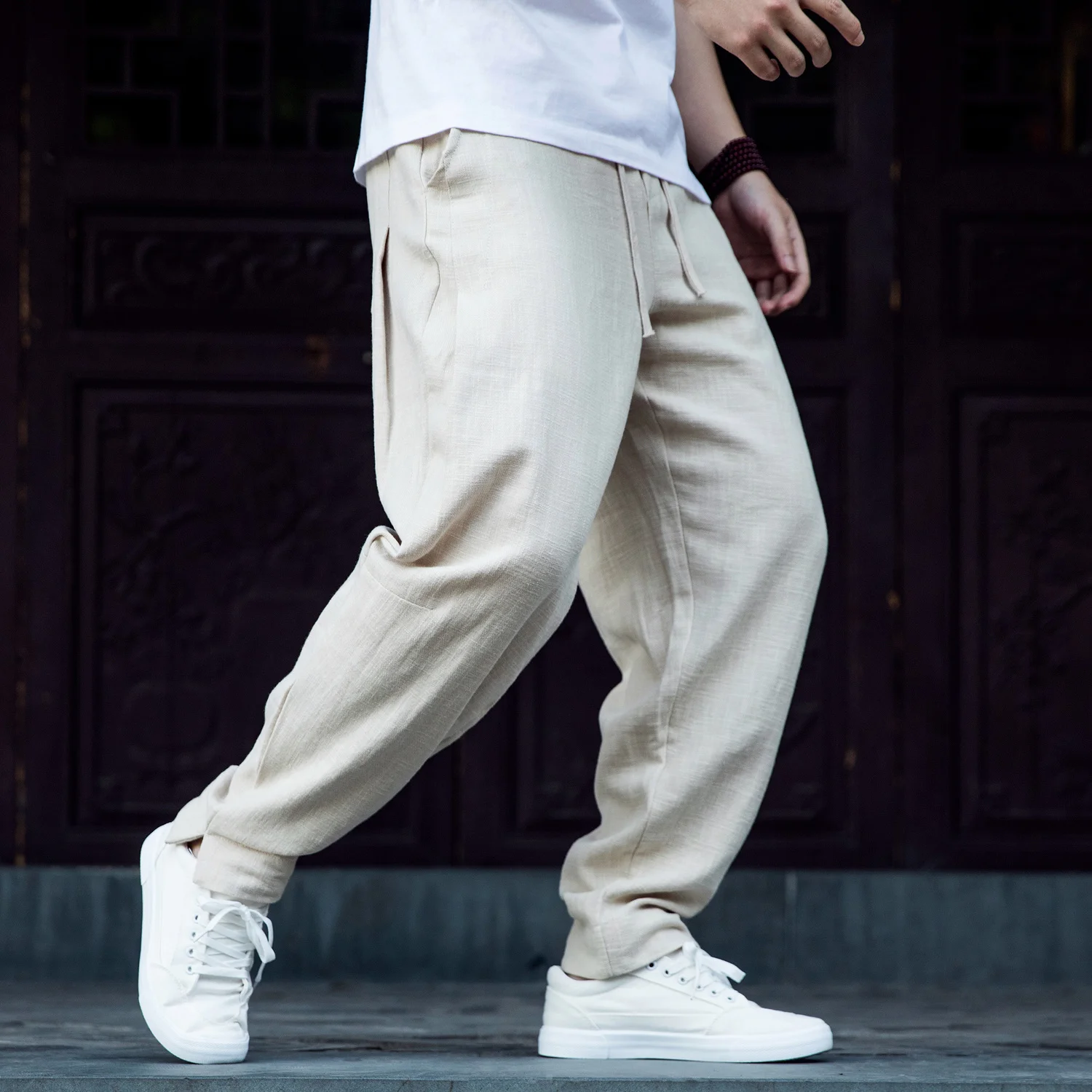 Chinese Style Linens Breathable Harem Pants Summer Loose Tai Chi Casual Plus Size Wu Dang Trousers Men Clothing Harajuku Male