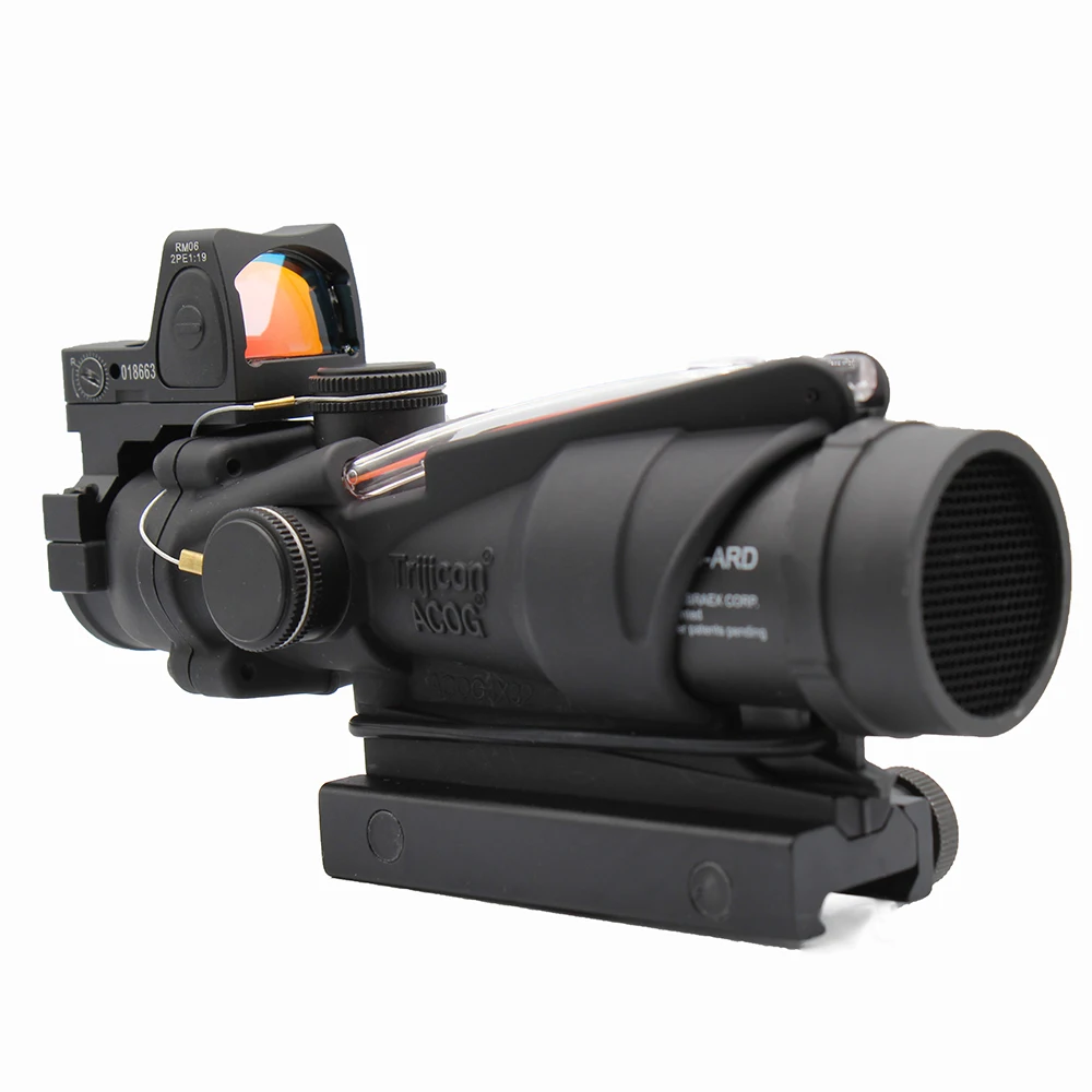 ACOG 4x32 Fiber Illuminated Red or Green Chevron Scope Embossed Logo with RMR sight