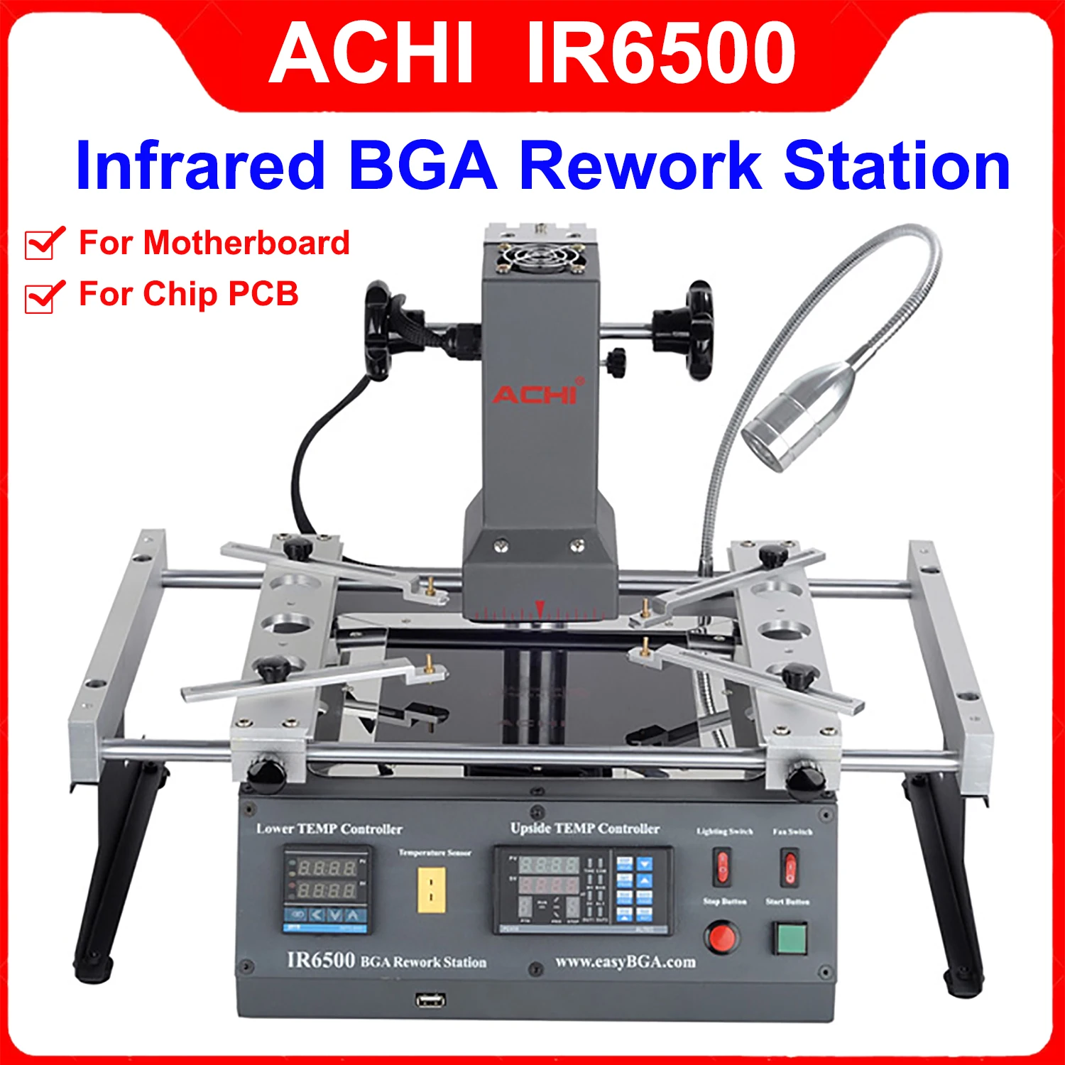 ACHI IR6500 Infrared BGA Soldering Rework Station For Motherboard Chip PCB Refurbished Repair System Heat Gun Welding Station