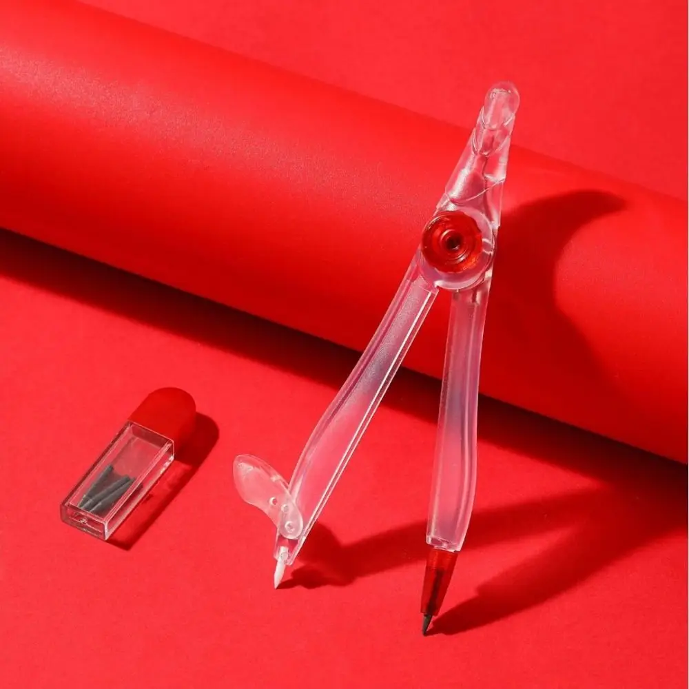 Transparent Plastic Body Metal Compass Replacement Pencil Clip Adjustable Locking Mechanism Exam Compass Angle Lock