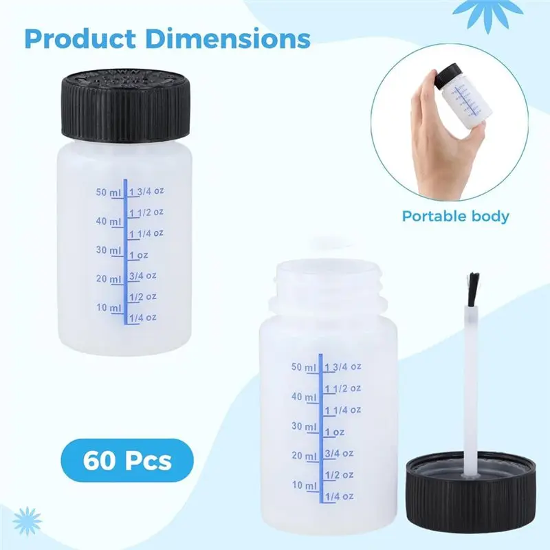 AEE4-60PCS 56.7G Touch Up Paint Containers - Empty Paint Touch Up Bottles With Brush, Mixing Ball For Fixing Car Scratches