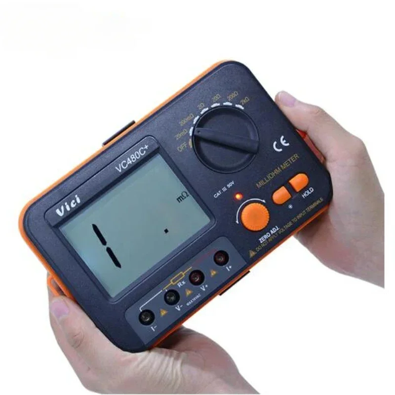 3 1/2 Digital Milli-ohm Meter VC480C+ LCD Backlit 4 Wire Test Low Resistance Multimeter 6 Ranges Accuracy Measurer VICI Brand