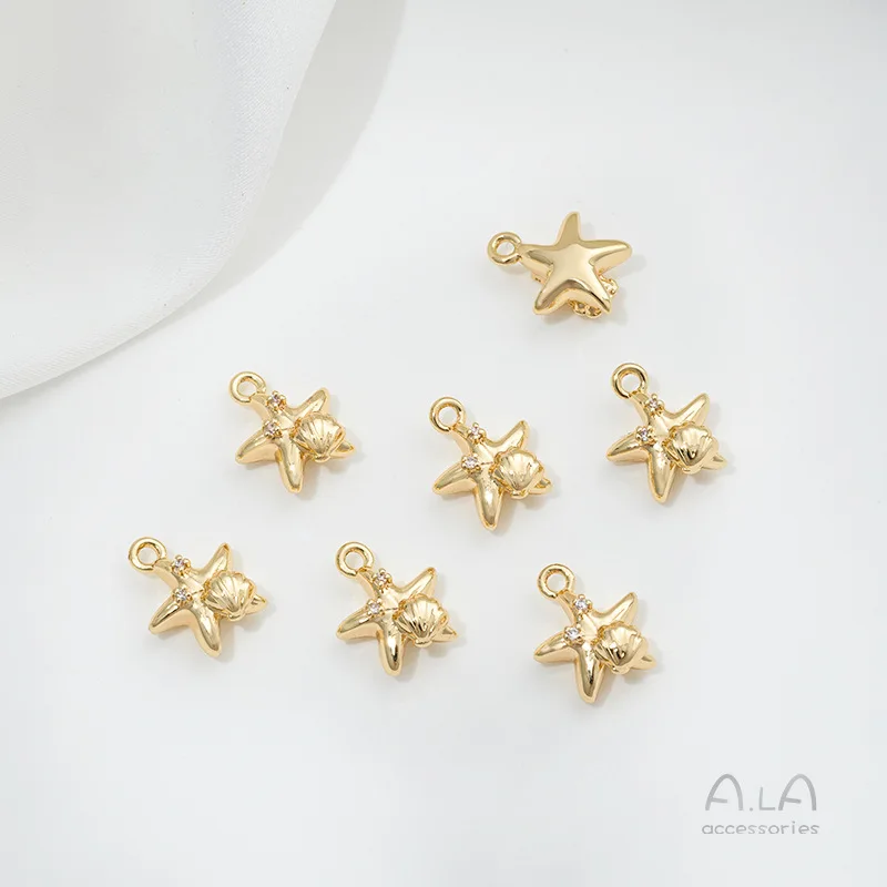14K Gold Plated Marine Life Conch & Jellyfish Pendants, Charms for DIY Handmade Bracelet & Earring Jewelry Accessories