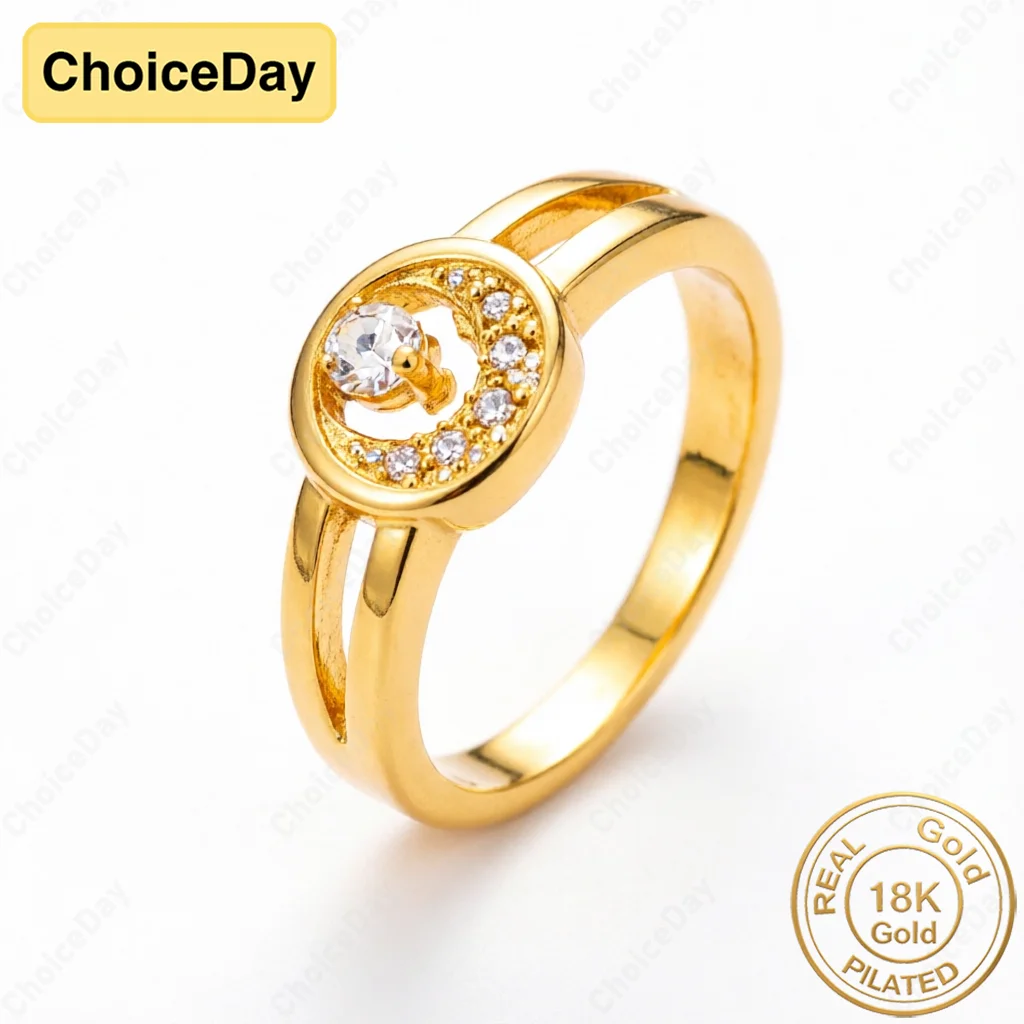 

18K Gold Plated Exquisite Gold Star Moon Zirconia Ring - Stylish Women's Engagement Party Gift Jewelry Accessories