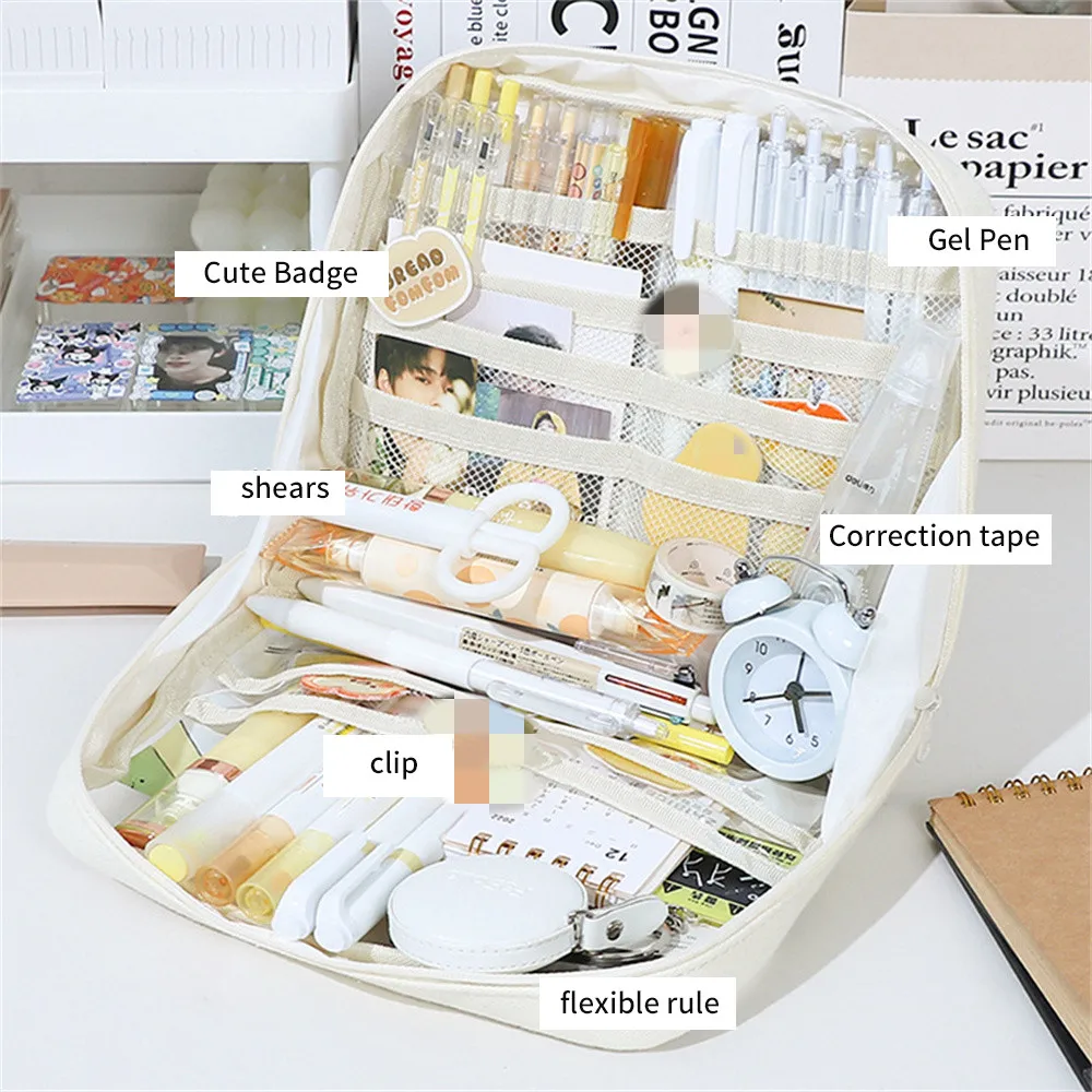 Pencil Case Suitable For Placing Various Stationery High-capacity Fashion Design Minimalist Style Pencil Box Aesthetics Backpack