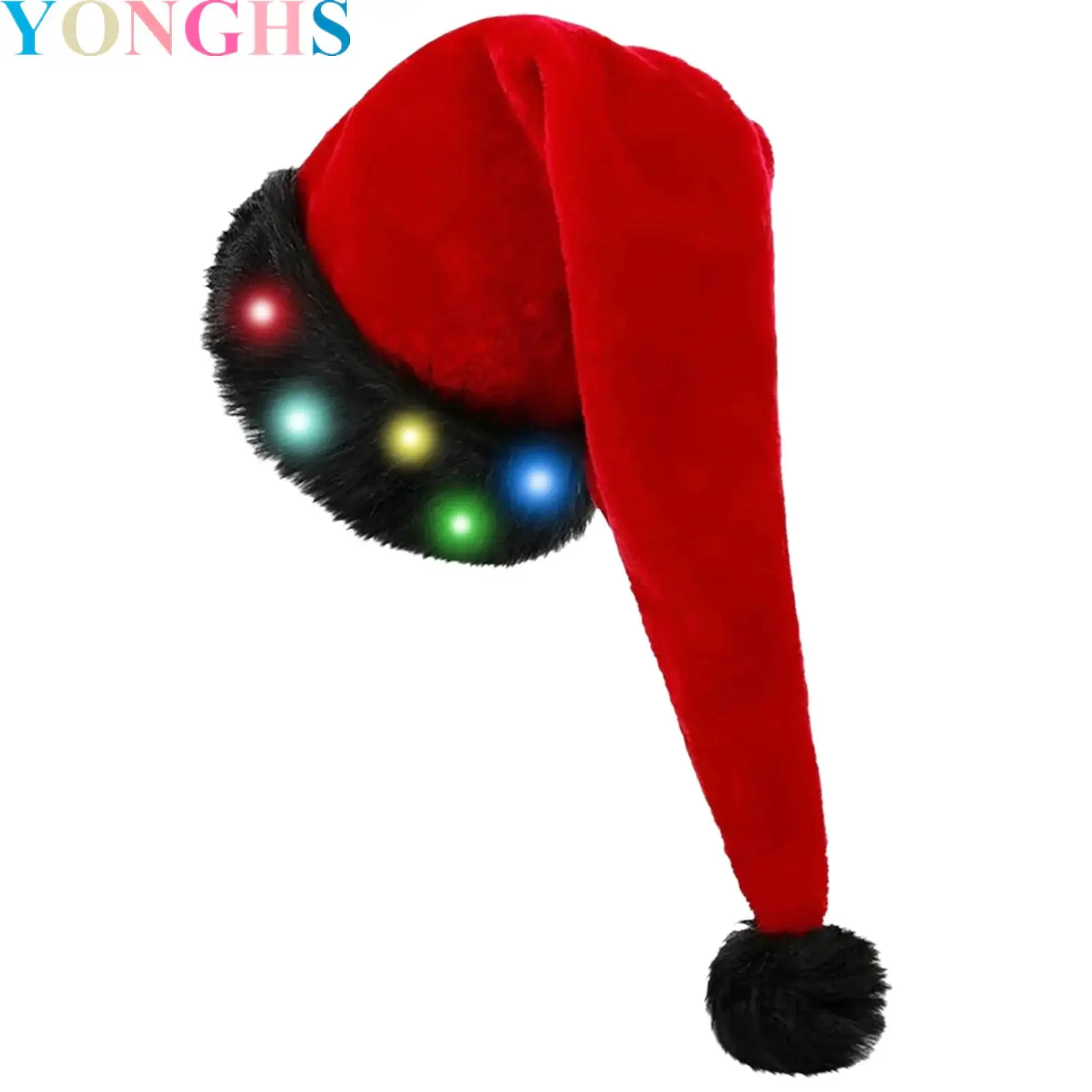 

Adults Kids Unisex Light Up LED Santa Hat Plush Funny Hats Christmas Hat Suitable for New Year Festive Headwear