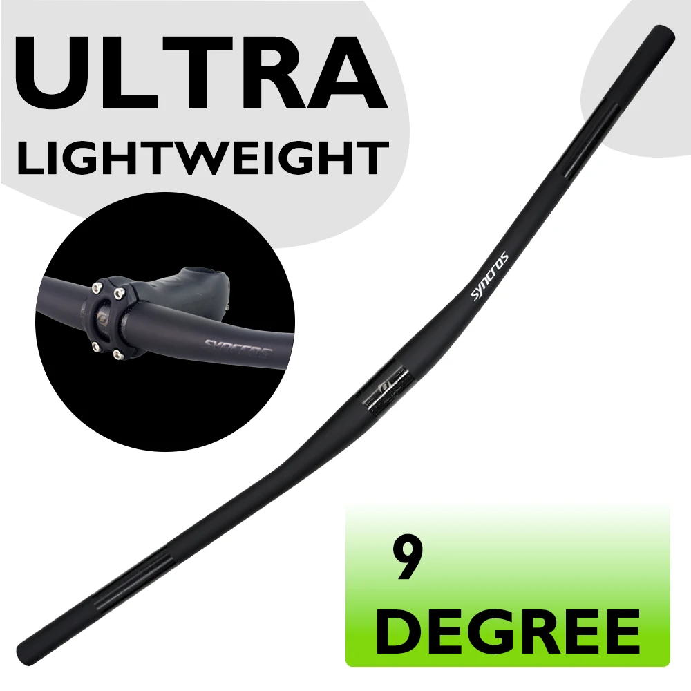 

SYNCROS ultralight carbon fiber mountain bike handlebars, for XC/climbing/leisure riding, 31.8mm, 9° Sweep Up, 640mm-780mm