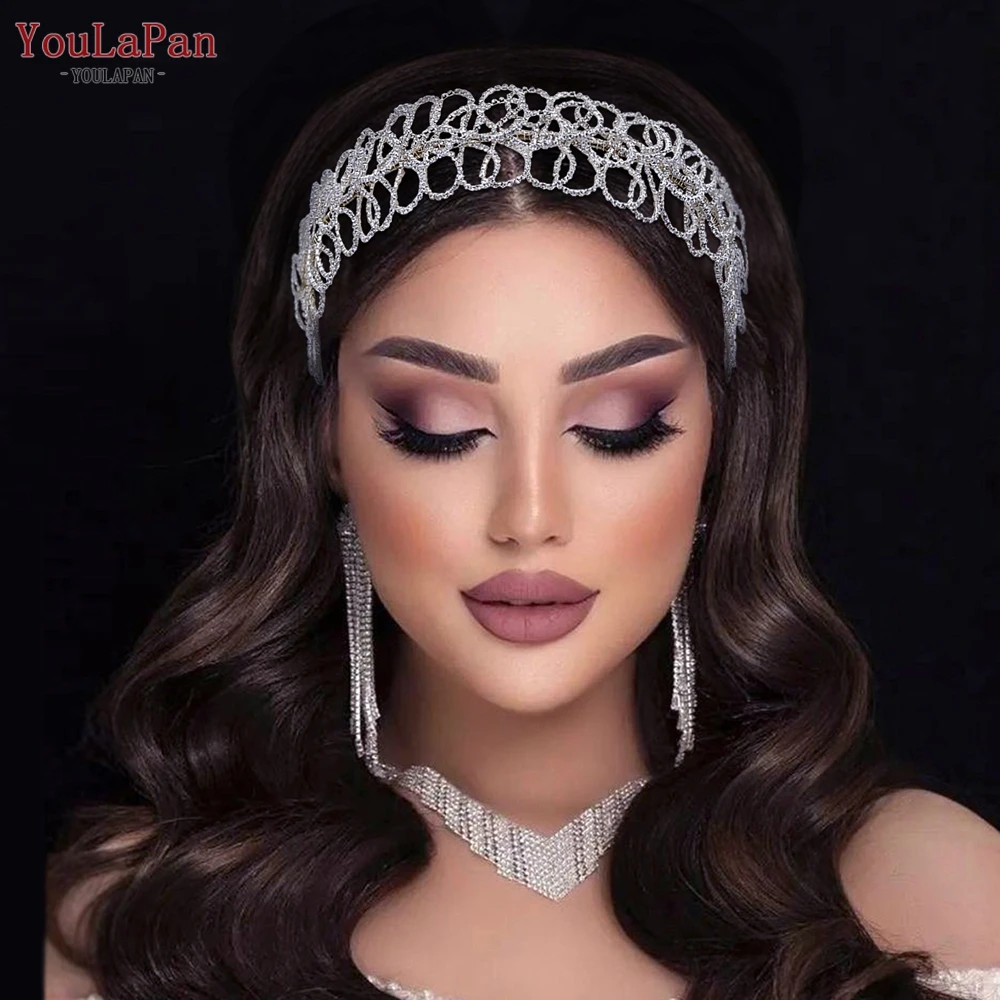 YouLaPan-طوق الشعر الزفاف ، زخرفة الشعر وصيفه الشرف الزفاف ، عقال المرأة ، أغطية الرأس الطرف ، مجوهرات الولائم ، خوذة العروس ، HP583