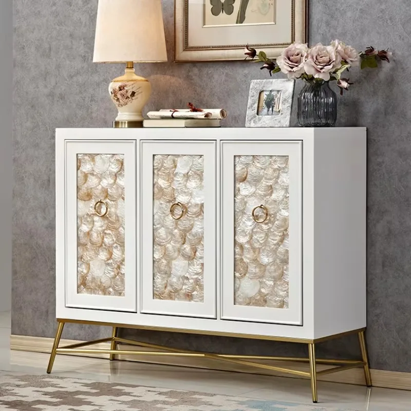 Light Luxury Dining Side Cabinet Modern Locker Solid Wood Entrance Cabinet Storage Shell Armoires Woonkamerkasten Furniture Home