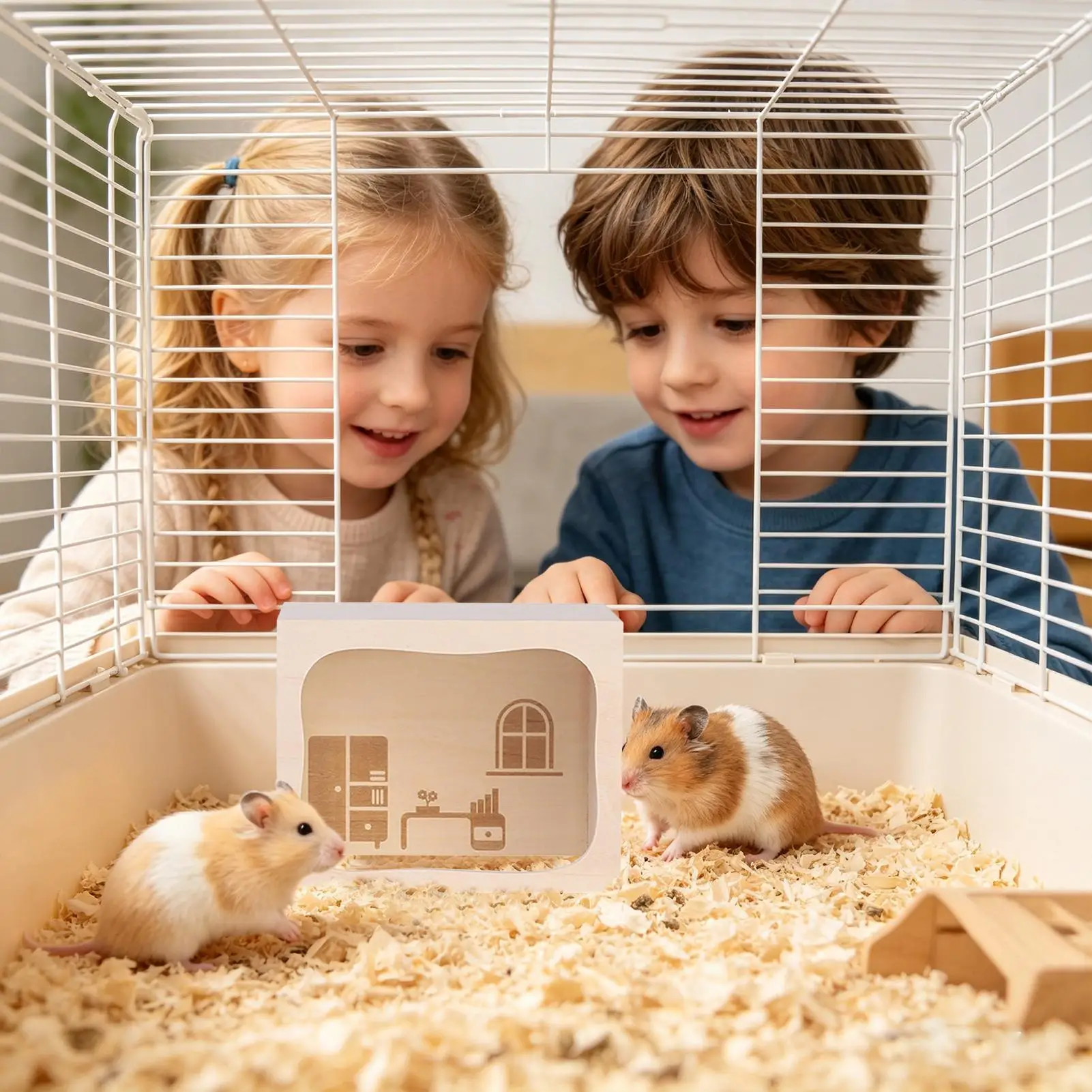 Wooden Hamster Cage Wooden Openable Top Enrichment Mouse Toy Hamster Enclosure For Climbing Play Exploration Bunny Chinchilla
