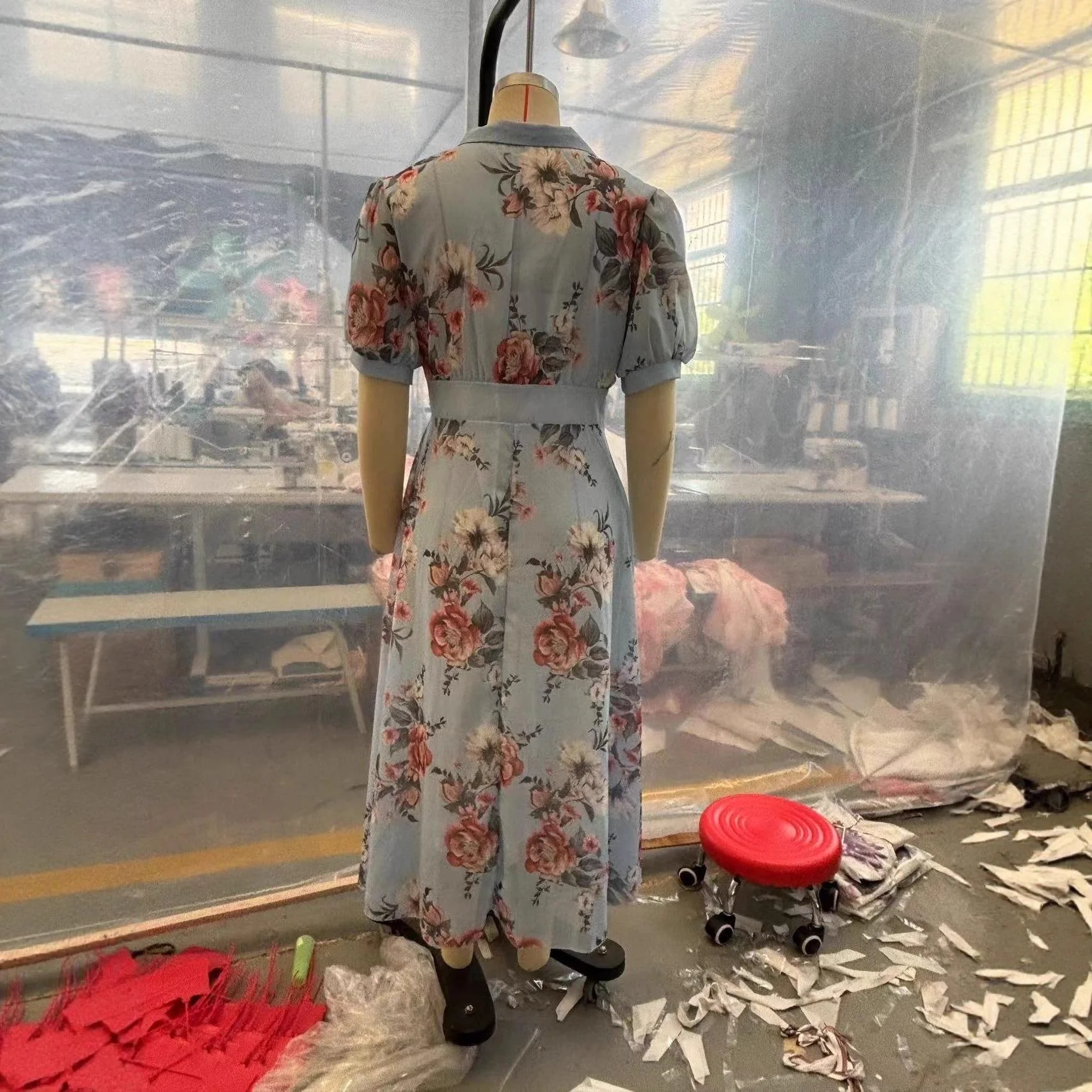 Street Sle الطباعة الرقمية ort Sve V-Ne Dr عالية الخصر H-ape المجهزة Dr للنساء Ci المشي ملابس الصيف والخريف #2