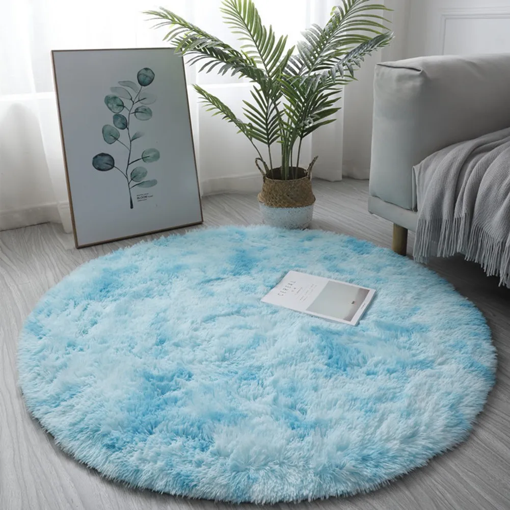 Circle Round Shaggy Rug Living Room Bedroom Carpet Floor Mat Anti-Skid Soft Area Floor Mat Children Girls Room Home Decor