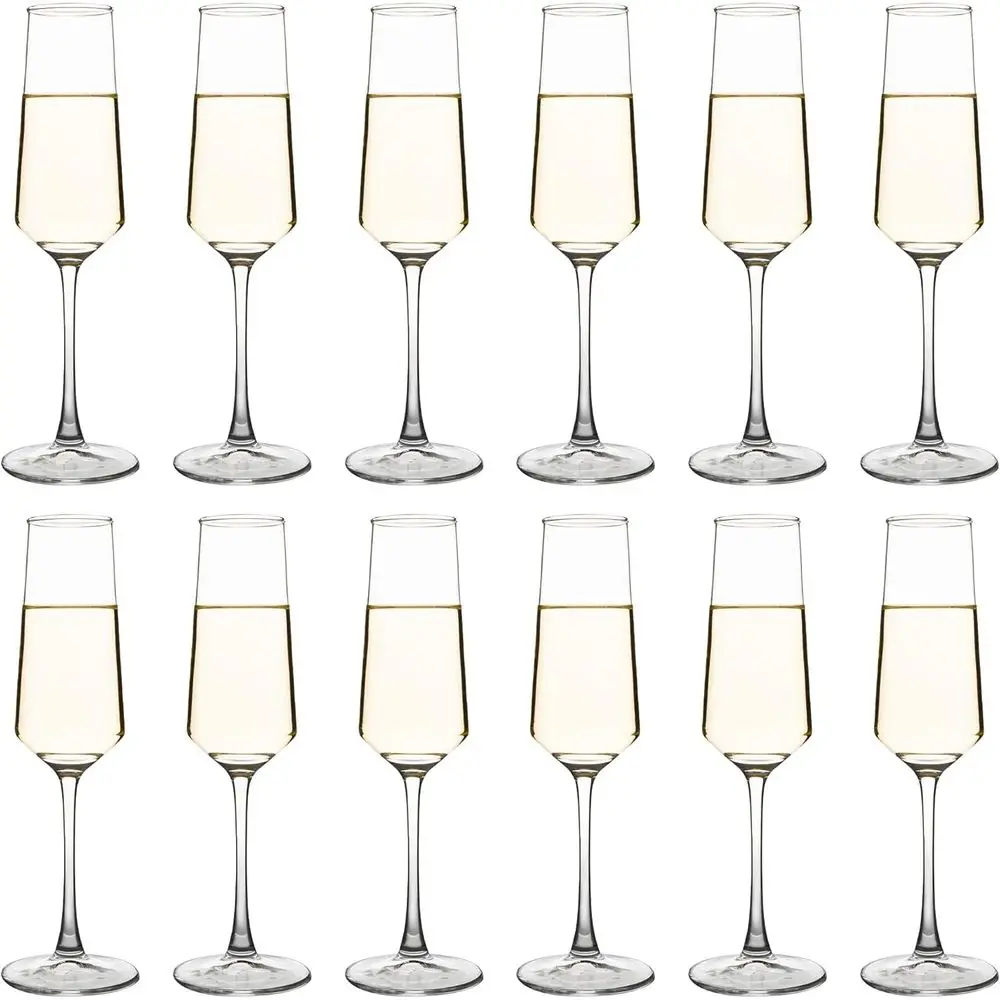 

Set of 12, 7.5 oz Stemmed Champagne Glasses, Sparkling Wine Glasses or Party, Clear