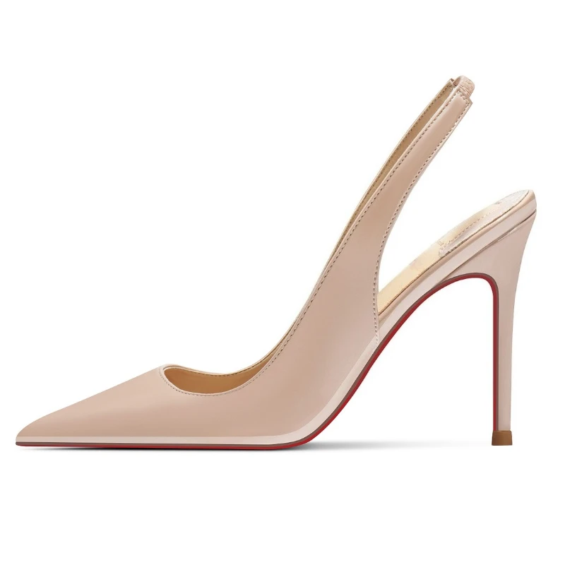 

Модные и сексуальные женские босоножки на тонком каблуке с заостренными ремешками сзади и высоким каблуком