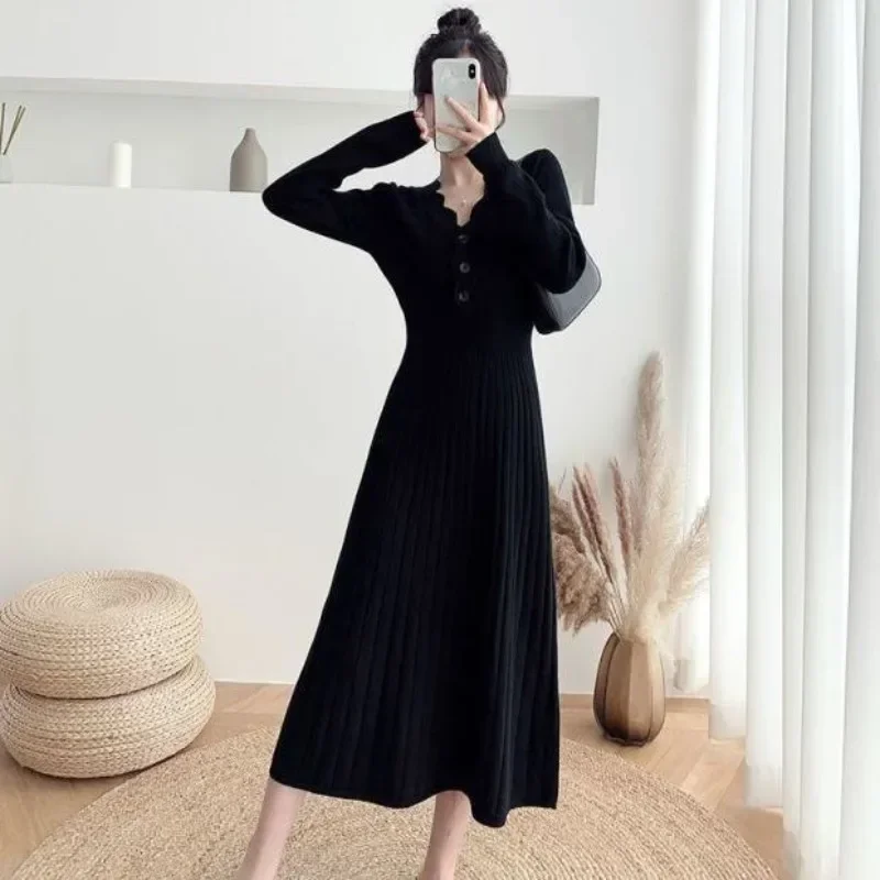 Long Pink Women's Dresses Evening Robe Maxi Crochet Clothing Blue Female Dress Knit Brown V Neck Trendy Outfits Sale Thic Y2k