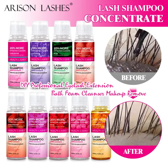 ARISON 100ml Koncentrat Szamponu do Rzęs Bez Podrażnień Płyn do Czyszczenia Rzęs DIY Profesjonalny Płyn do Przedłużania Rzęs Pianka do Kąpieli Usuwająca Makijaż