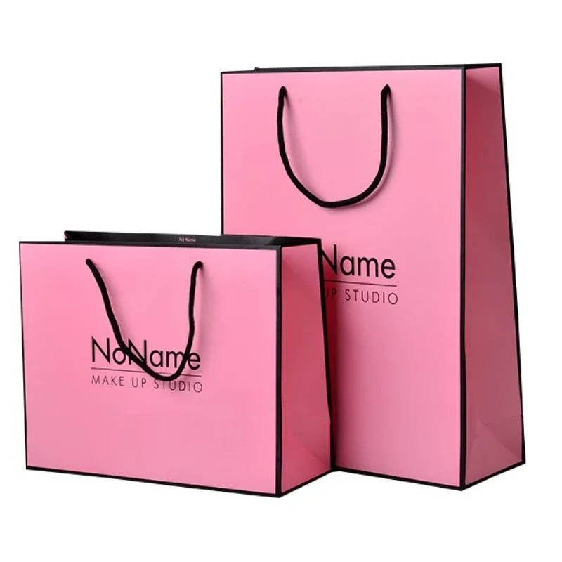 Manufacturer eco fancy custom logo printed pink cardboard luxury gift paper bag jewelry paper bag paper shopping bag with handle