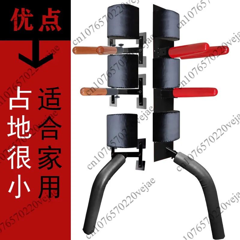 

Wall-mounted Wing Chun Wooden Dummy with Leg Sweeping Function, Spring Bamboo Pile for Jeet Kune Do Training