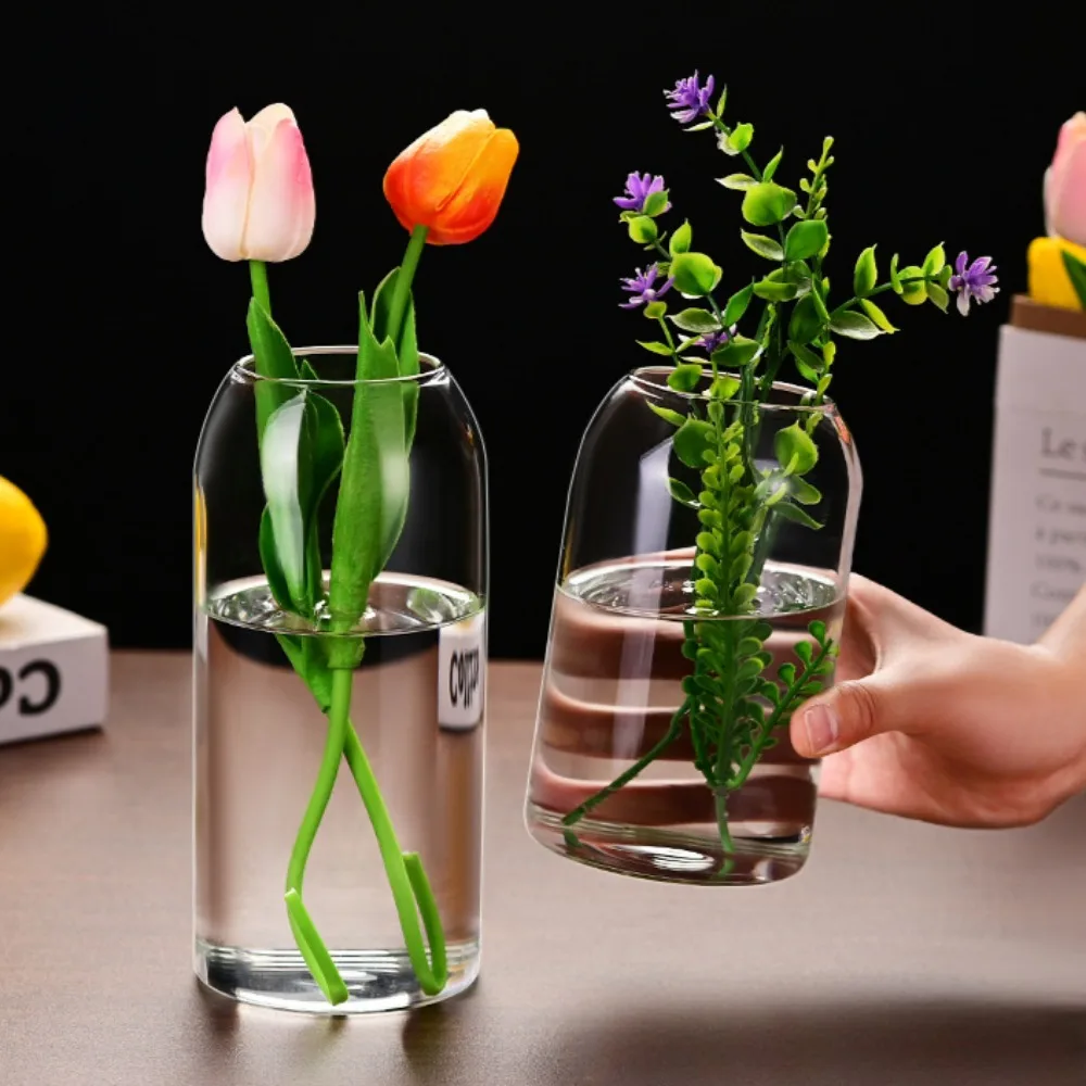 Einfache moderne Blumenvase aus Glas, Heimdekoration, Hydrokultur-Pflanzenflasche, Desktop-Dekoration für Hochzeit, Empfang, Familie – Detail 13