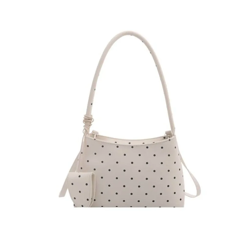 Casual PU Shoulder Bag Lightweight Polka Dot Pattern Handbag Underarm Bag Women