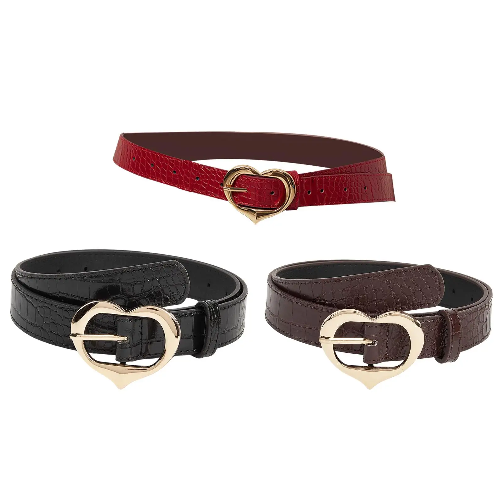 Ceinture en cuir PU pour femme, cœur, broche simple, ceinture de taille, mode