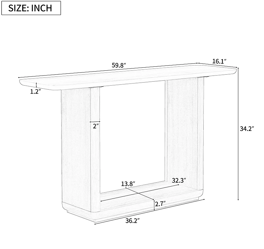 #Modern Solid Wood Console Table With Curved Corners And U-Base Design For Living Room & Hotel Use Easy Placement