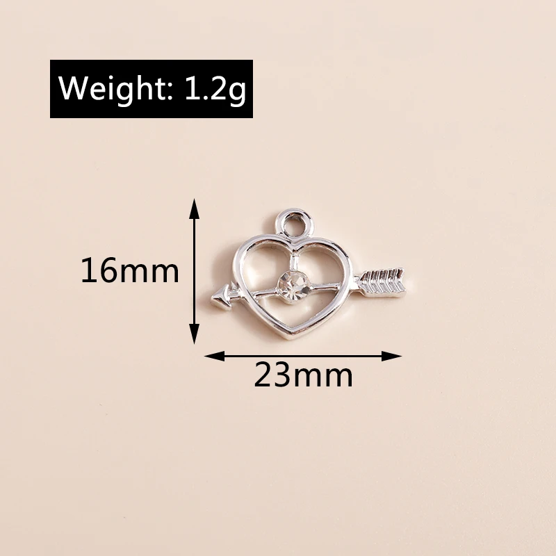 Leslie 10 Stück gold- und silberfarbene exquisite Kristall-Hohlherz-Anhänger für Halskette, Armband, Schmuckherstellung, handgefertigte Accessoires – Detail 9