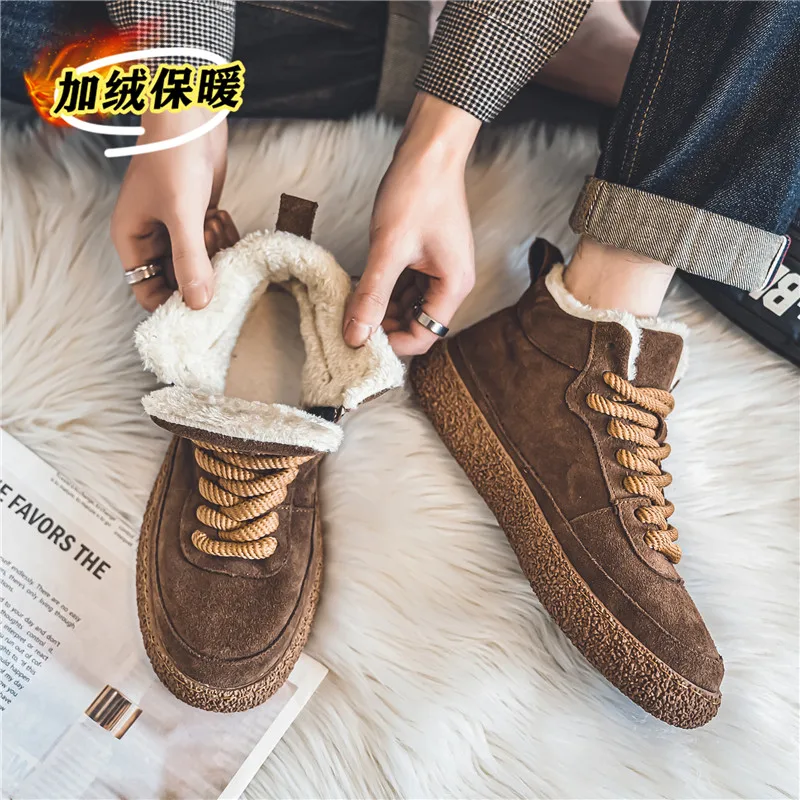 Winter Men Sneakers Fur Warm Plush Casual Shoes For Men Skateboarding Shoes Platform Sneakers Fashion Trainer Sports Shoes