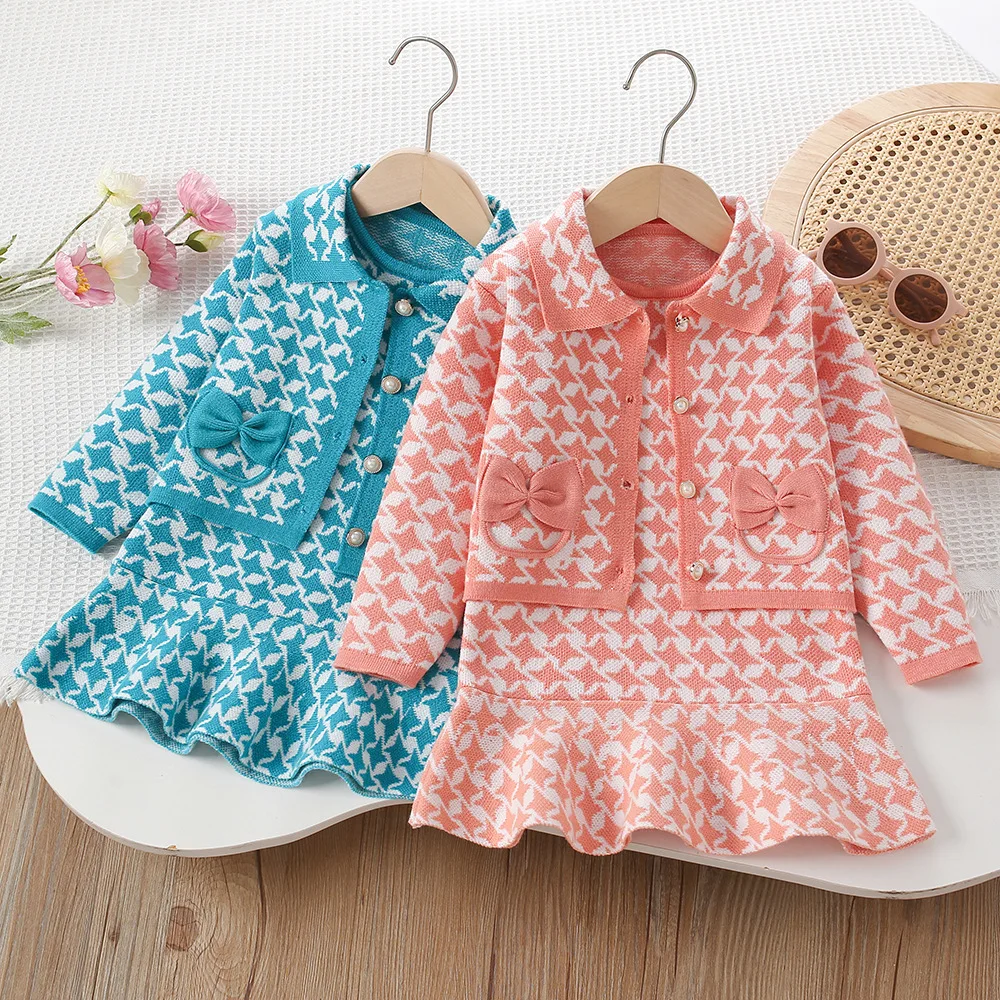 

Платья для девочек, комплекты одежды, осенне-зимние детские шерстяные трикотажные свитера, пальто, жилет, платье, детский костюм принцессы, одежда для малышей, дети 5