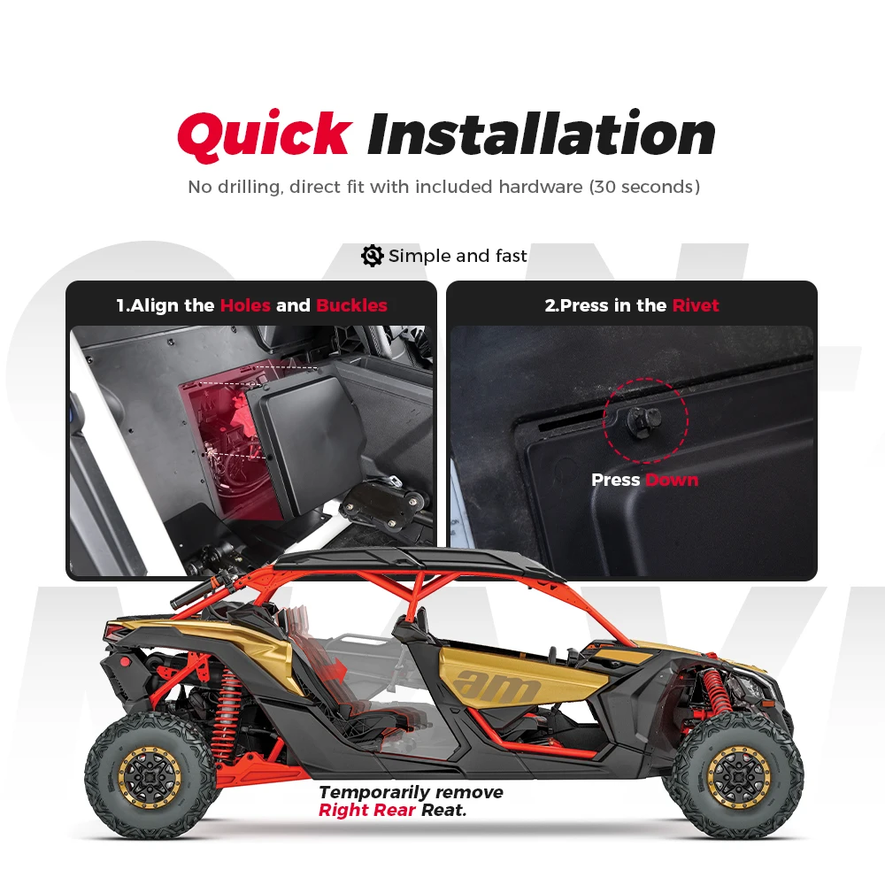 Black Plastic Battery Cover Kit For Can-am Maverick X3 Max R RR 4x4 XMR XDS XRC XRS DS RS Turbo DPS 900 HO 2017-2025 2/4 Door view 3