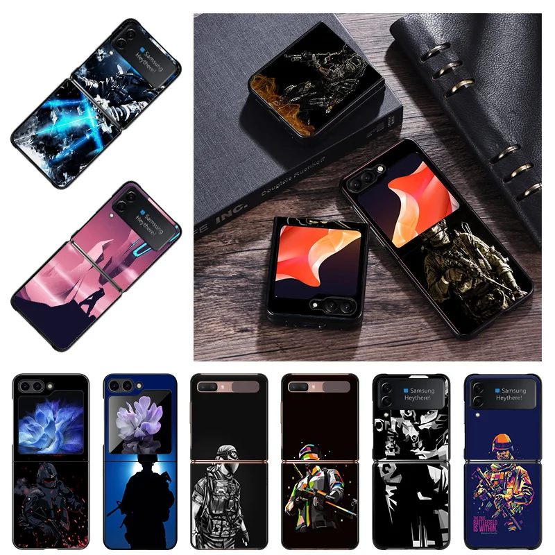 Hard Phone Cases Luxury Army Soldier Cover for Samsung ZFlip6 5G Galaxy Z Flip5 Flip4 Flip3 Flip 6 5 4 3 Shell Fundas Coque Capa